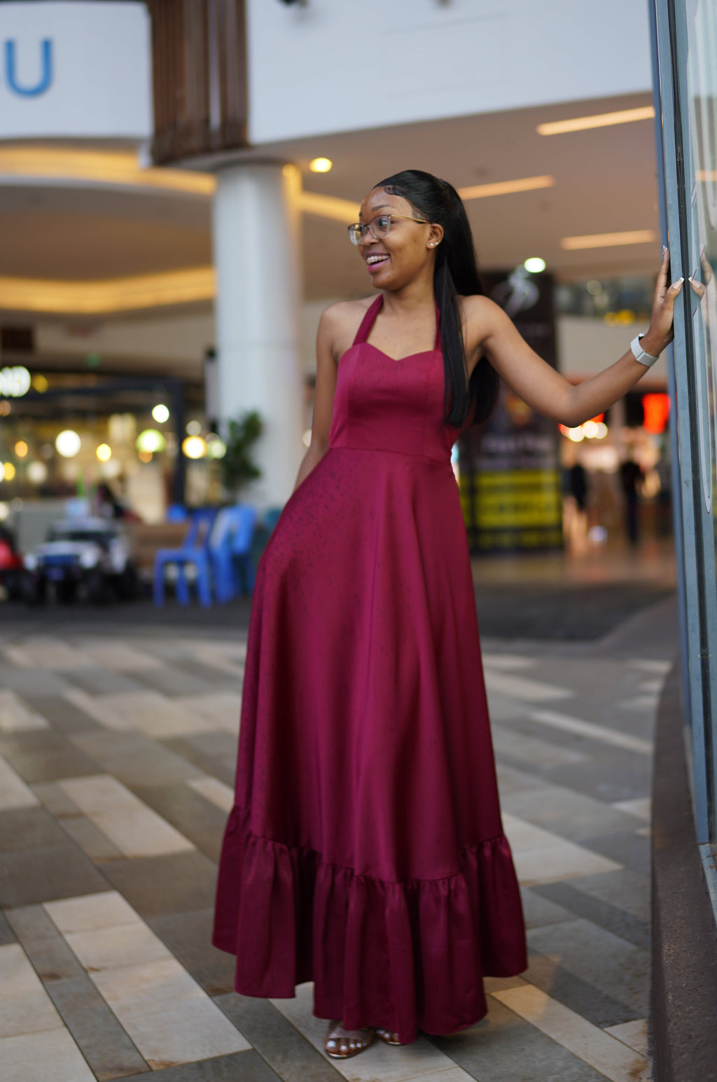 Silhouette corset-maxi dress