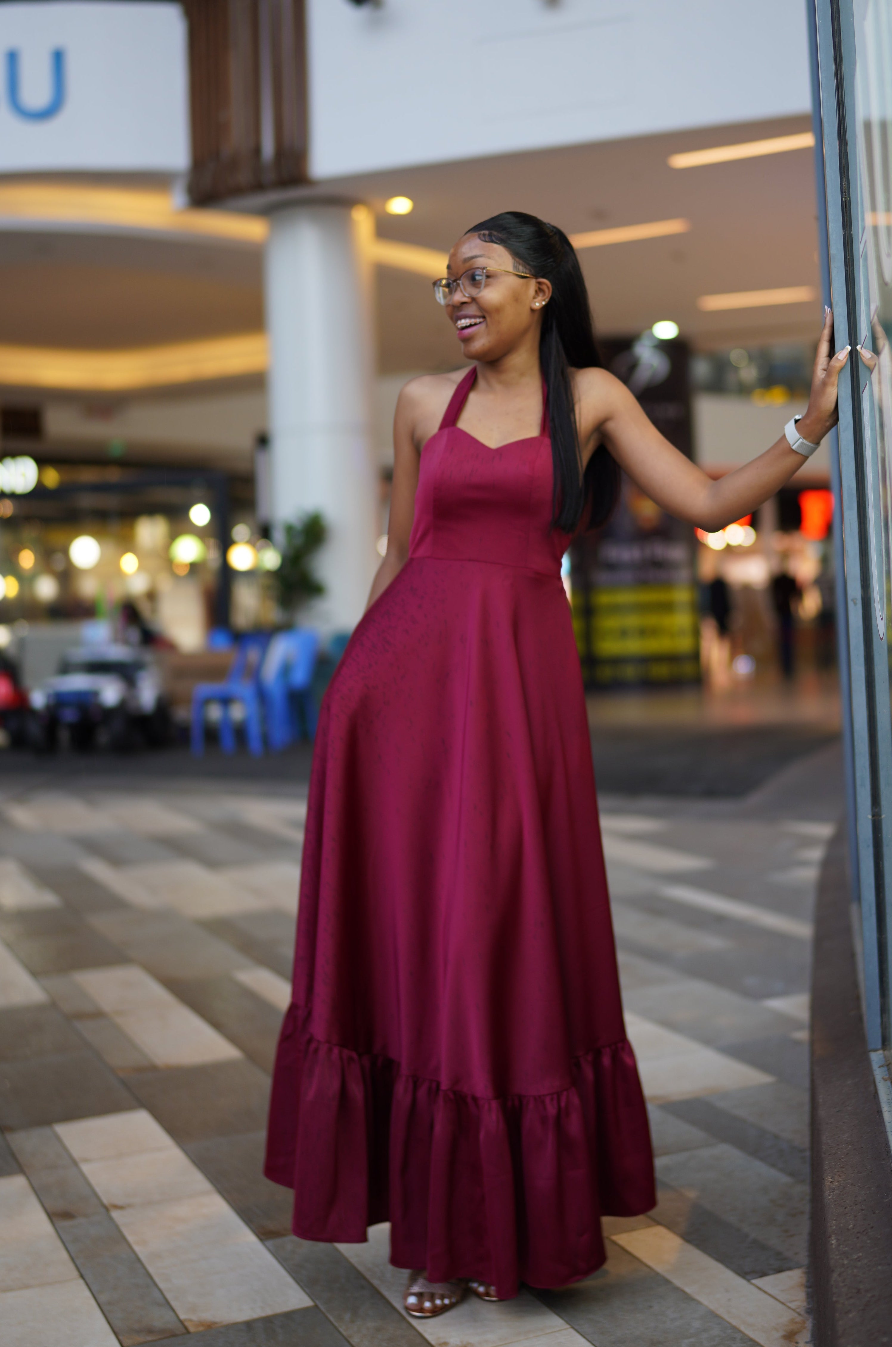 Silhouette corset-maxi dress